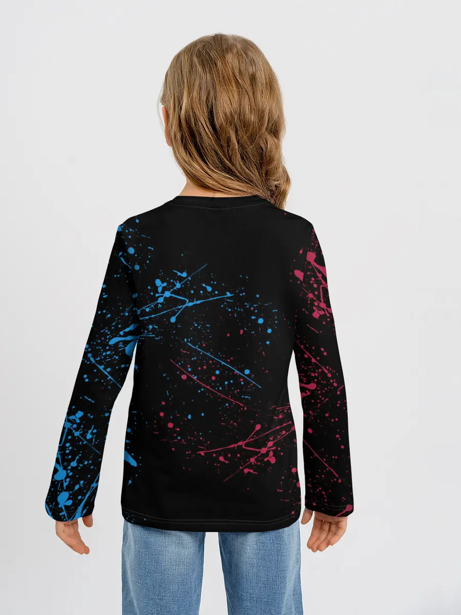 Детский лонгслив / Kimetsu no yaiba красносиние брызги