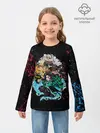 Детский лонгслив / Kimetsu no yaiba красносиние брызги