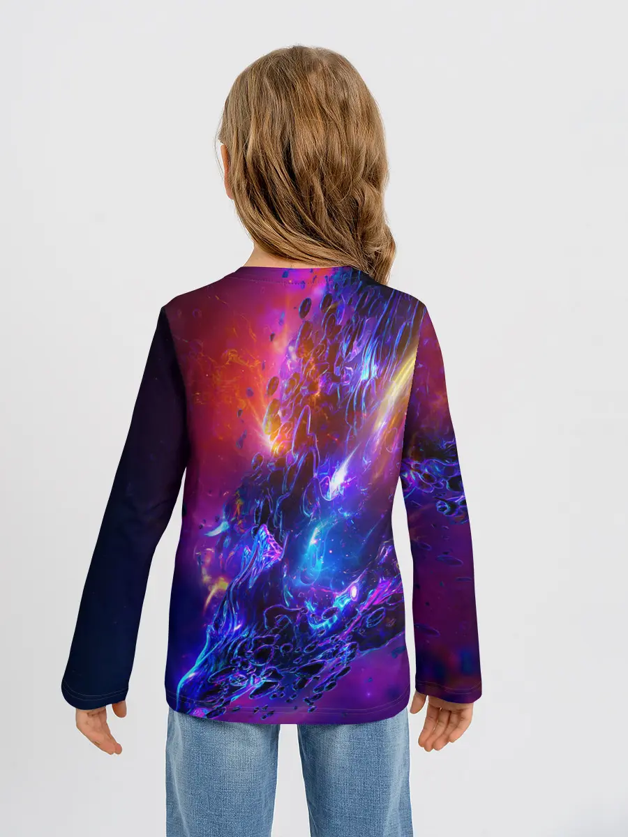 Детский лонгслив / Universe Neon