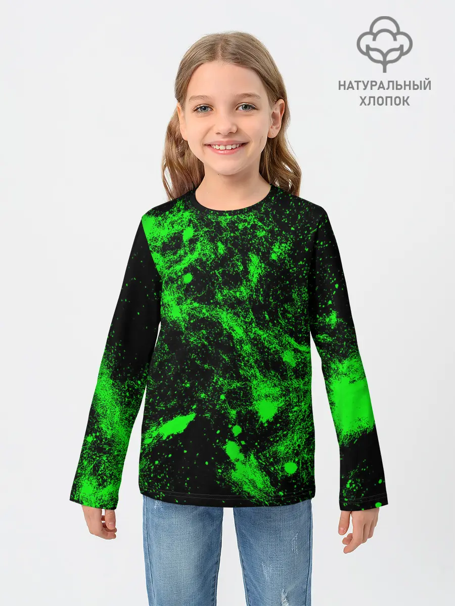 Детский лонгслив / Зелёная краска