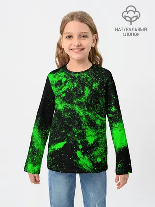 Детский лонгслив / Зелёная краска