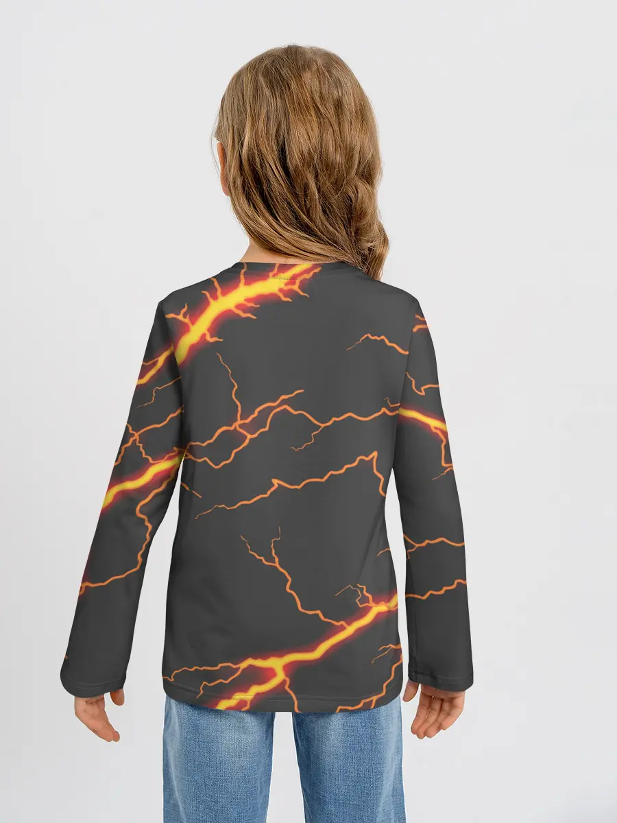 Детский лонгслив / KIMETSU NO YAIBA оранжевые молнии