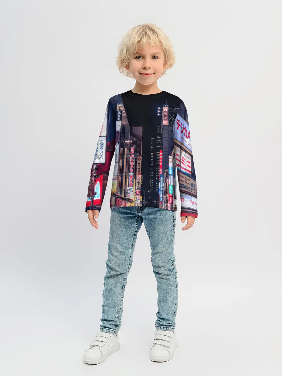 Детский лонгслив / Ночной Токио