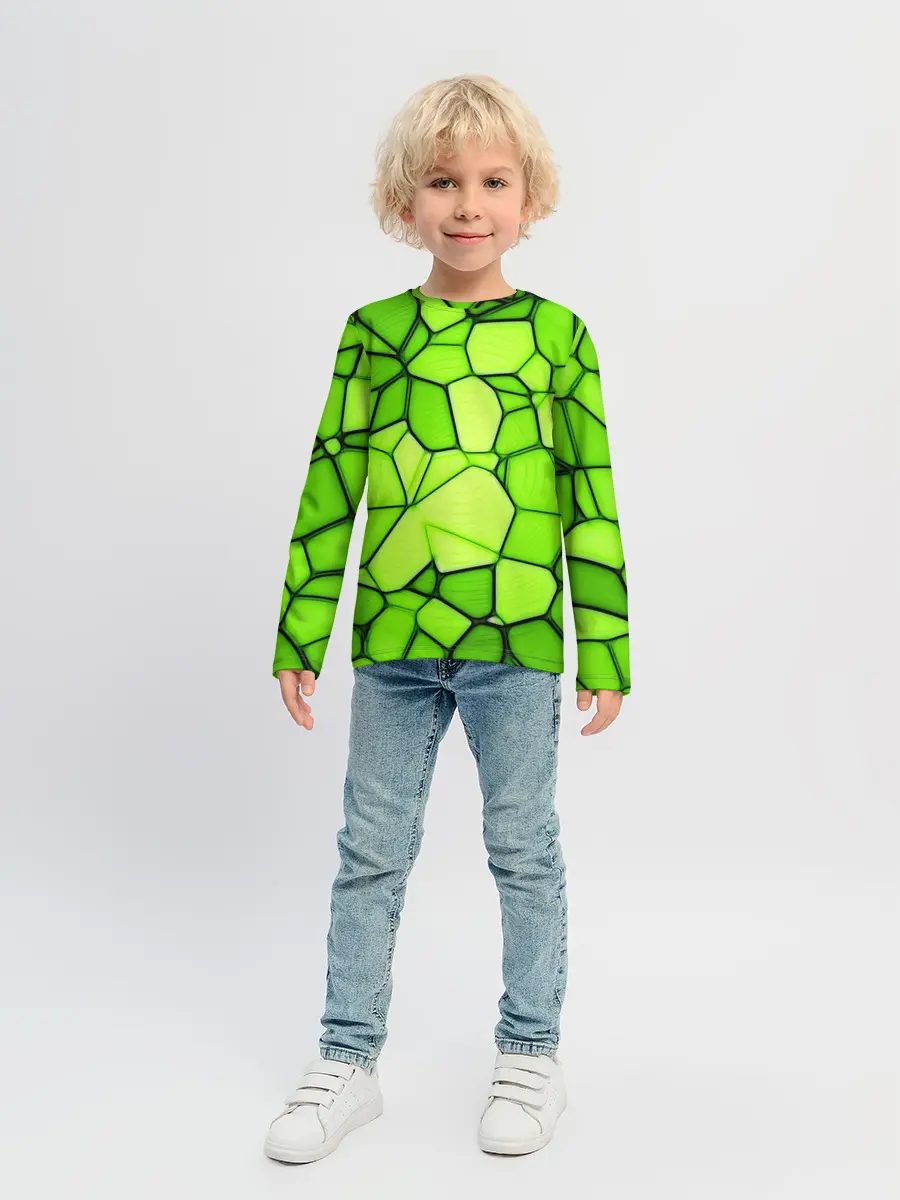 Детский лонгслив / Зеленая мозаика