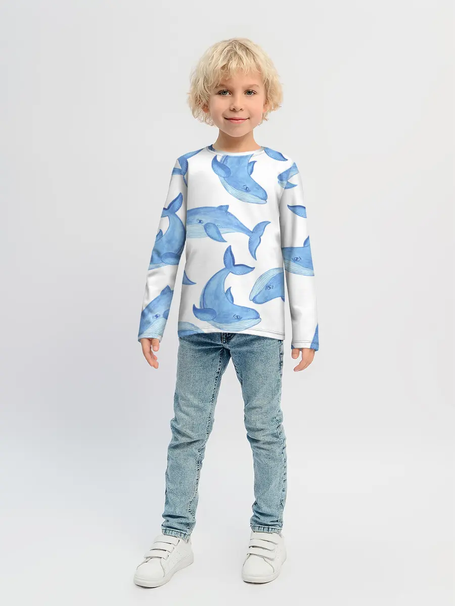 Детский лонгслив / Косяк китов