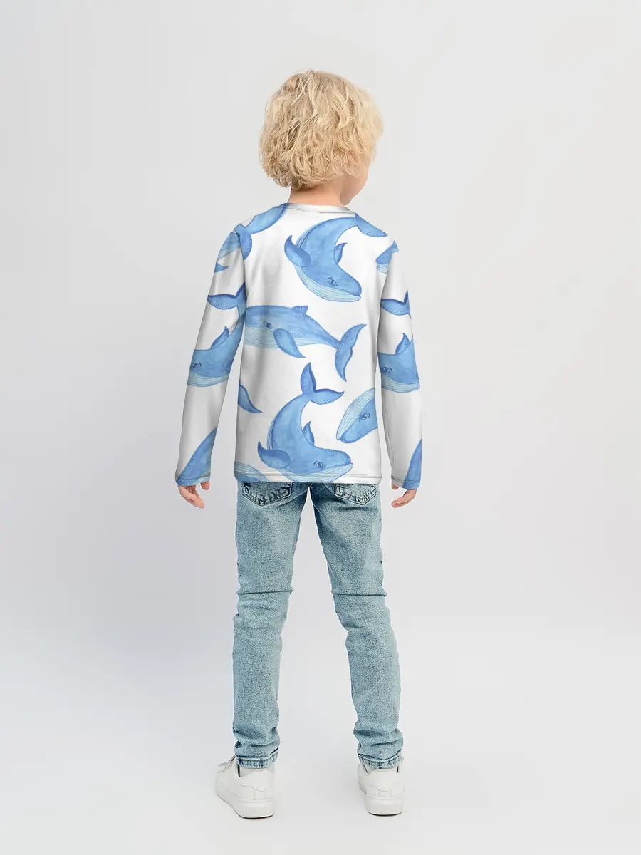 Детский лонгслив / Косяк китов