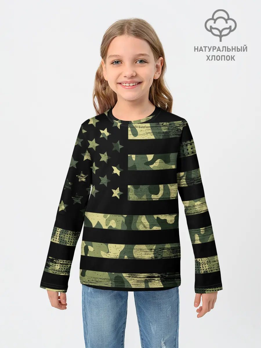 Детский лонгслив / American Flag Camo