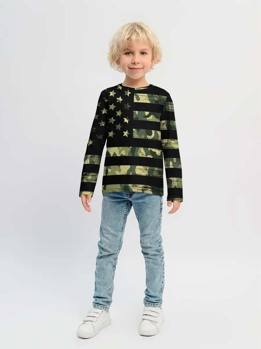 Детский лонгслив / American Flag Camo