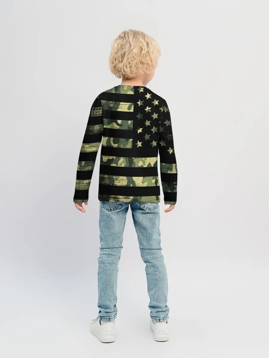 Детский лонгслив / American Flag Camo