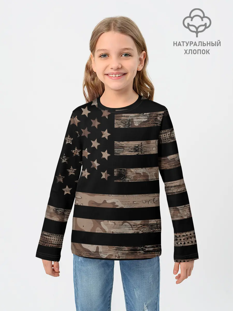 Детский лонгслив / American Flag Camo