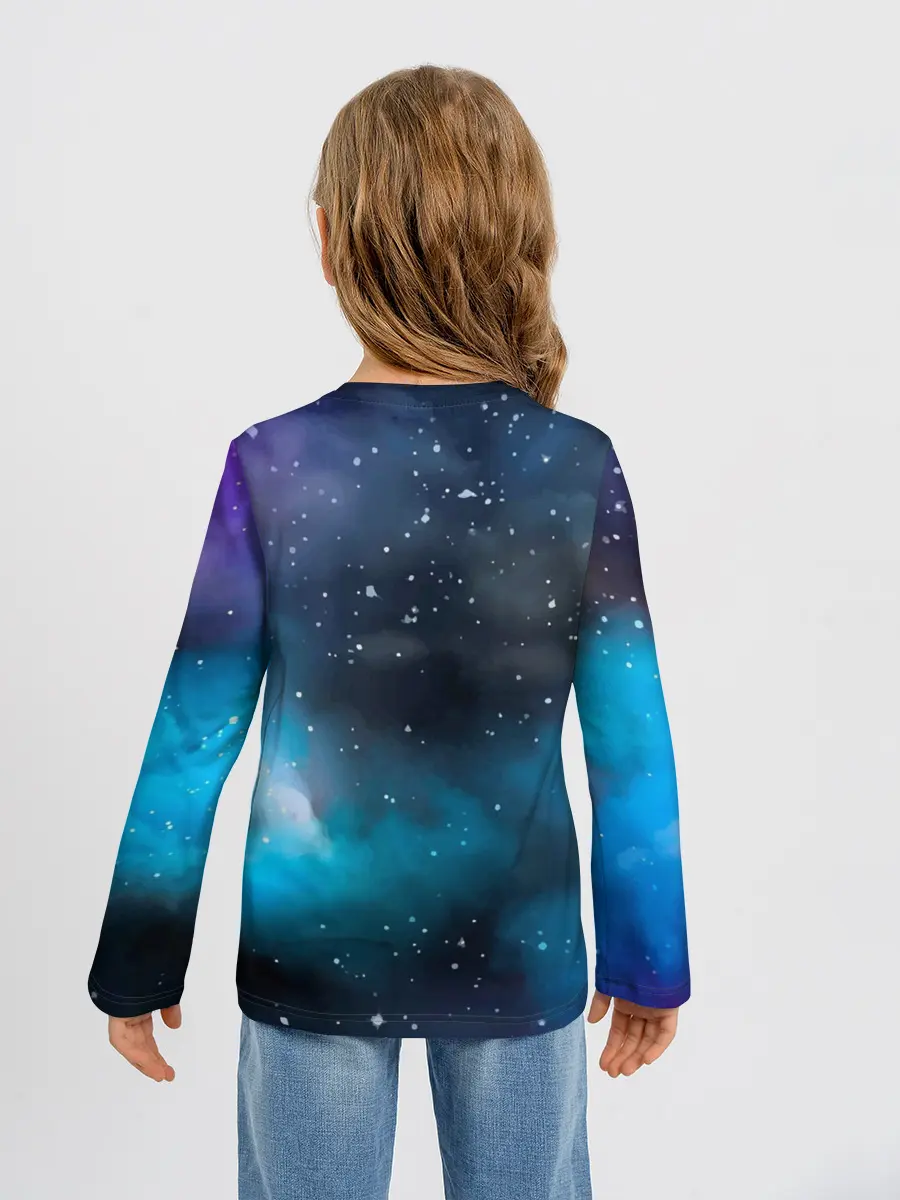 Детский лонгслив / Рисованный Космос