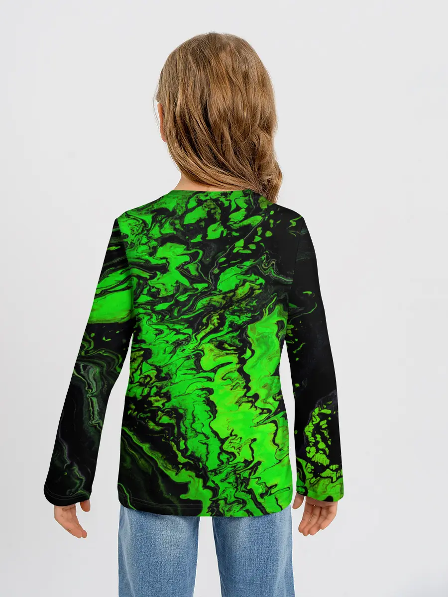 Детский лонгслив / Тёмные зеленые краски