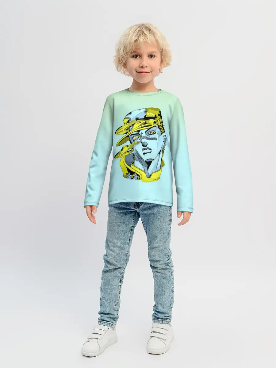 Детский лонгслив / Дзётаро кудзе бирюза