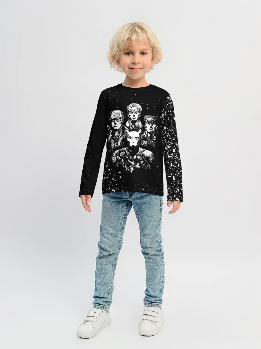 Детский лонгслив / Джоджо чернобелые герои