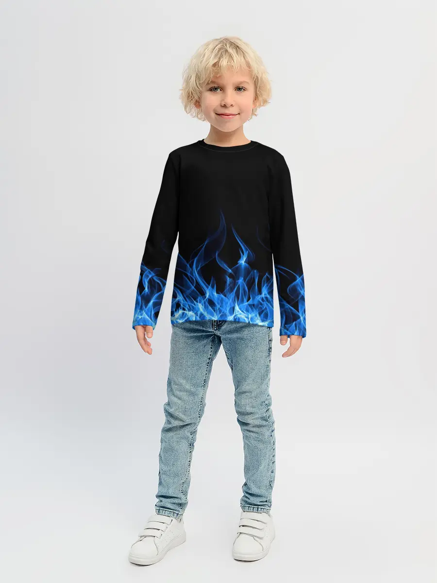 Детский лонгслив / Синий Огонь