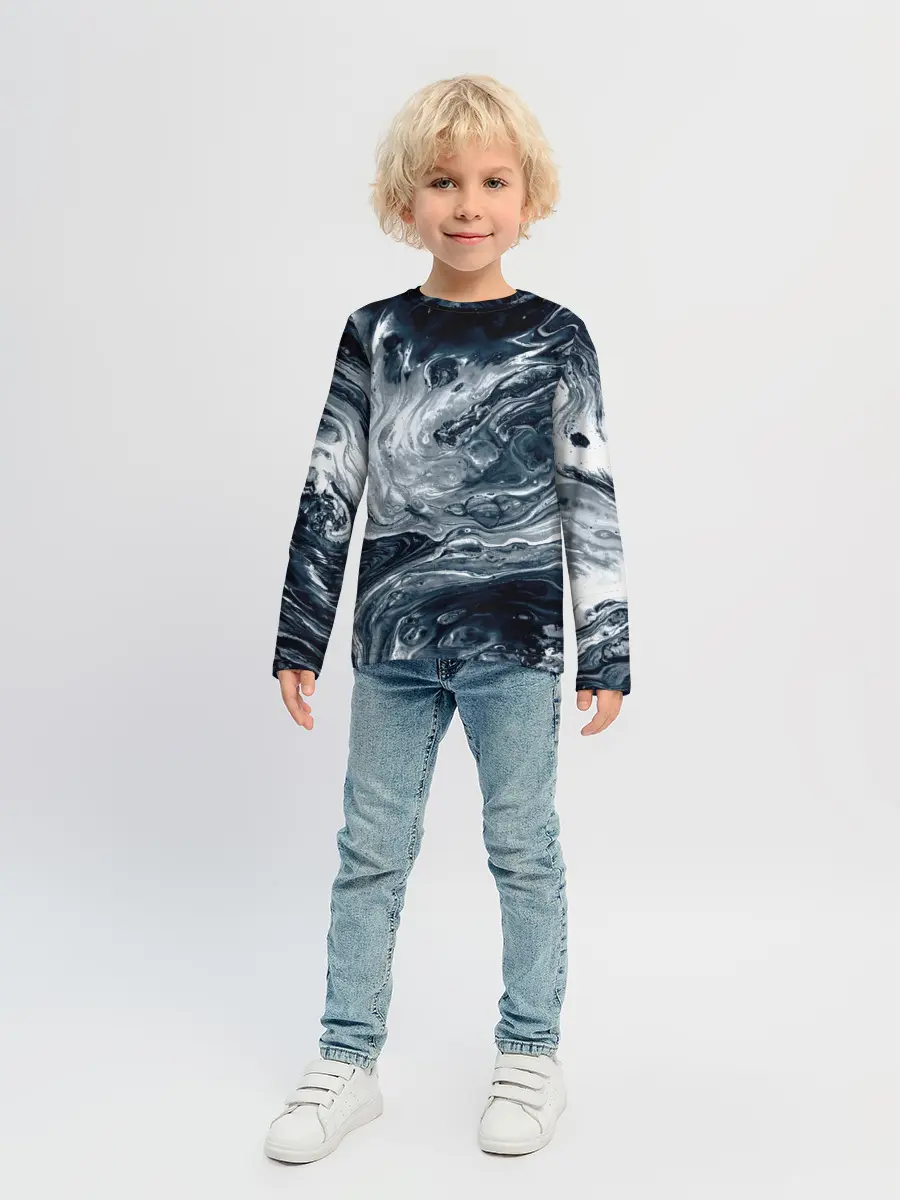 Детский лонгслив / Темные холодные краски
