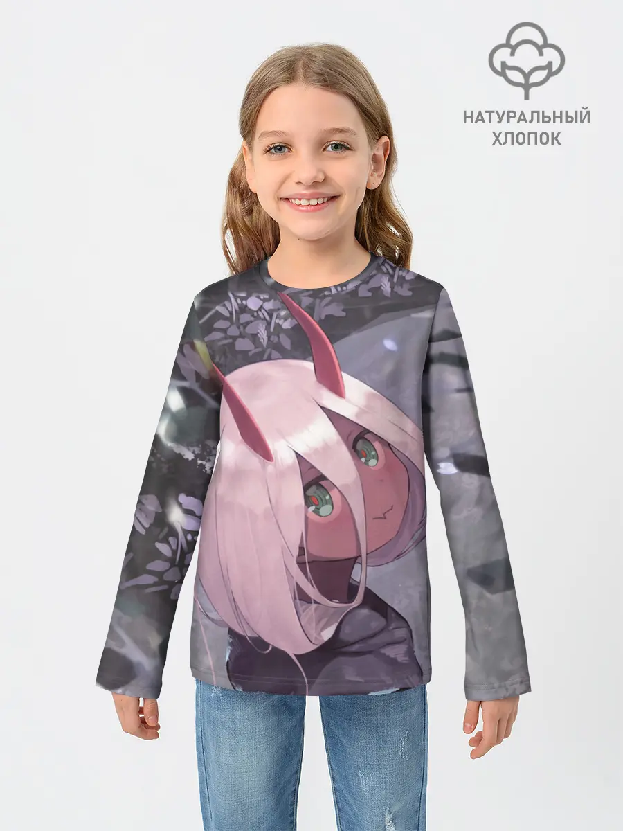 Детский лонгслив / Ноль два арт серый