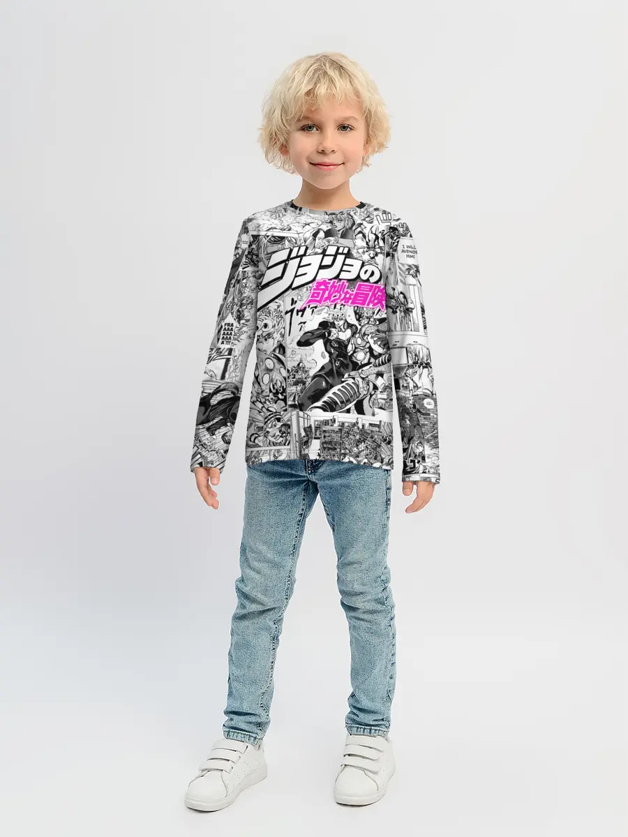 Детский лонгслив / Чернобелый комикс джоджо