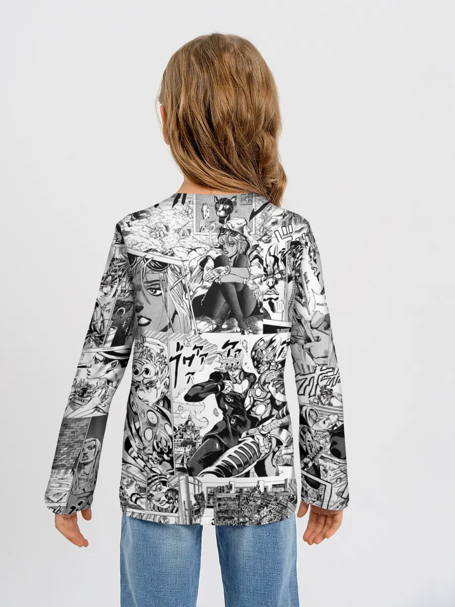 Детский лонгслив / Чернобелый комикс джоджо