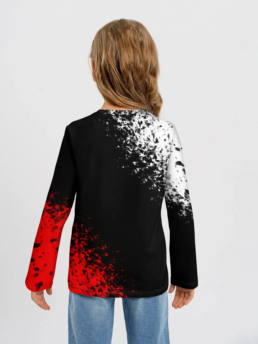 Детский лонгслив / Оверлорд лого краснобелый