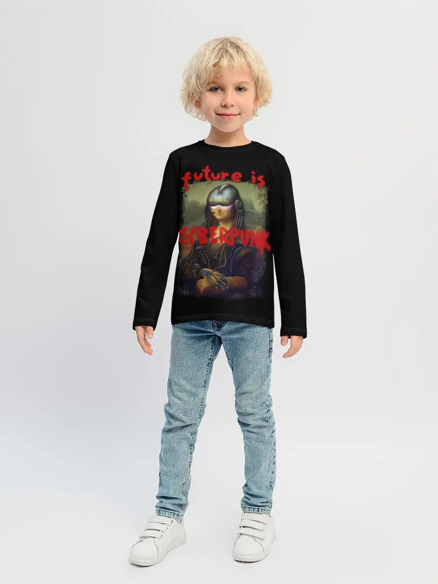 Детский лонгслив / Cyberpunk Mona Lisa