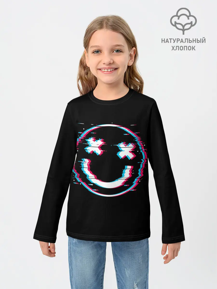 Детский лонгслив / Glitch Smile