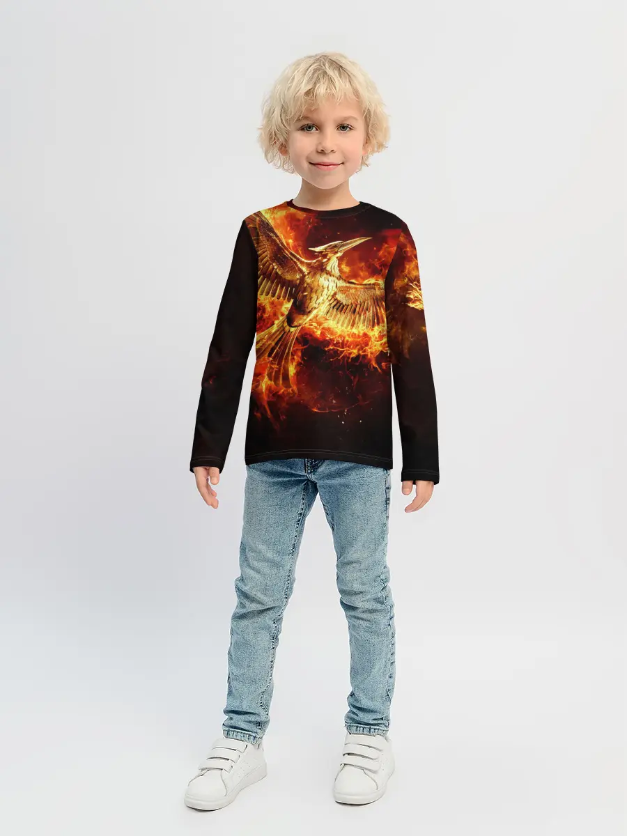 Детский лонгслив / Феникс в огне