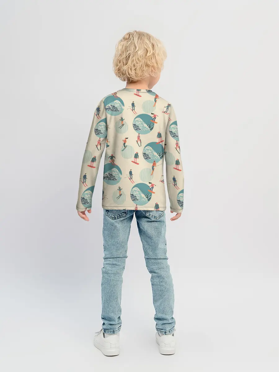Детский лонгслив / лыжники