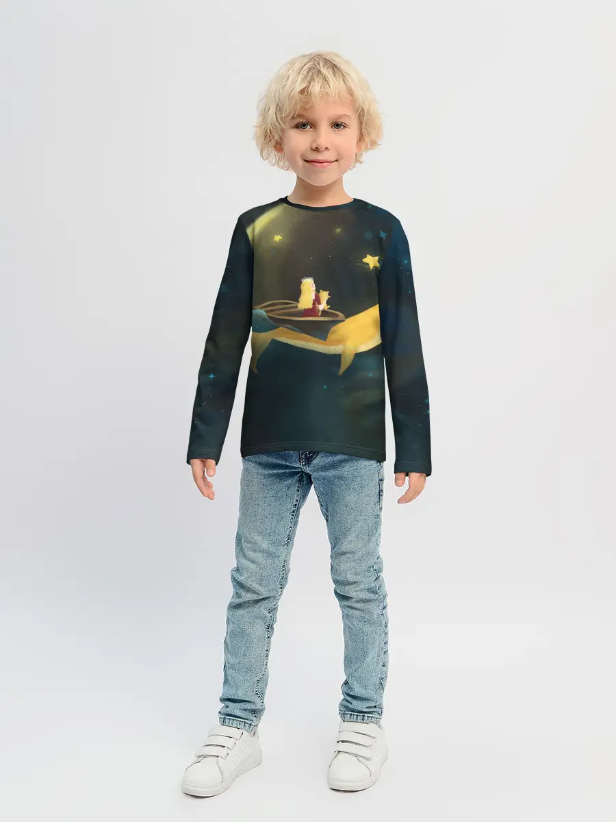 Детский лонгслив / Девушка и кит в облаках