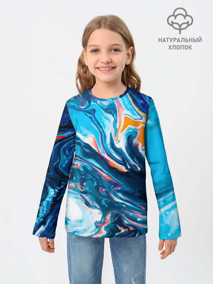 Детский лонгслив / Волны красок