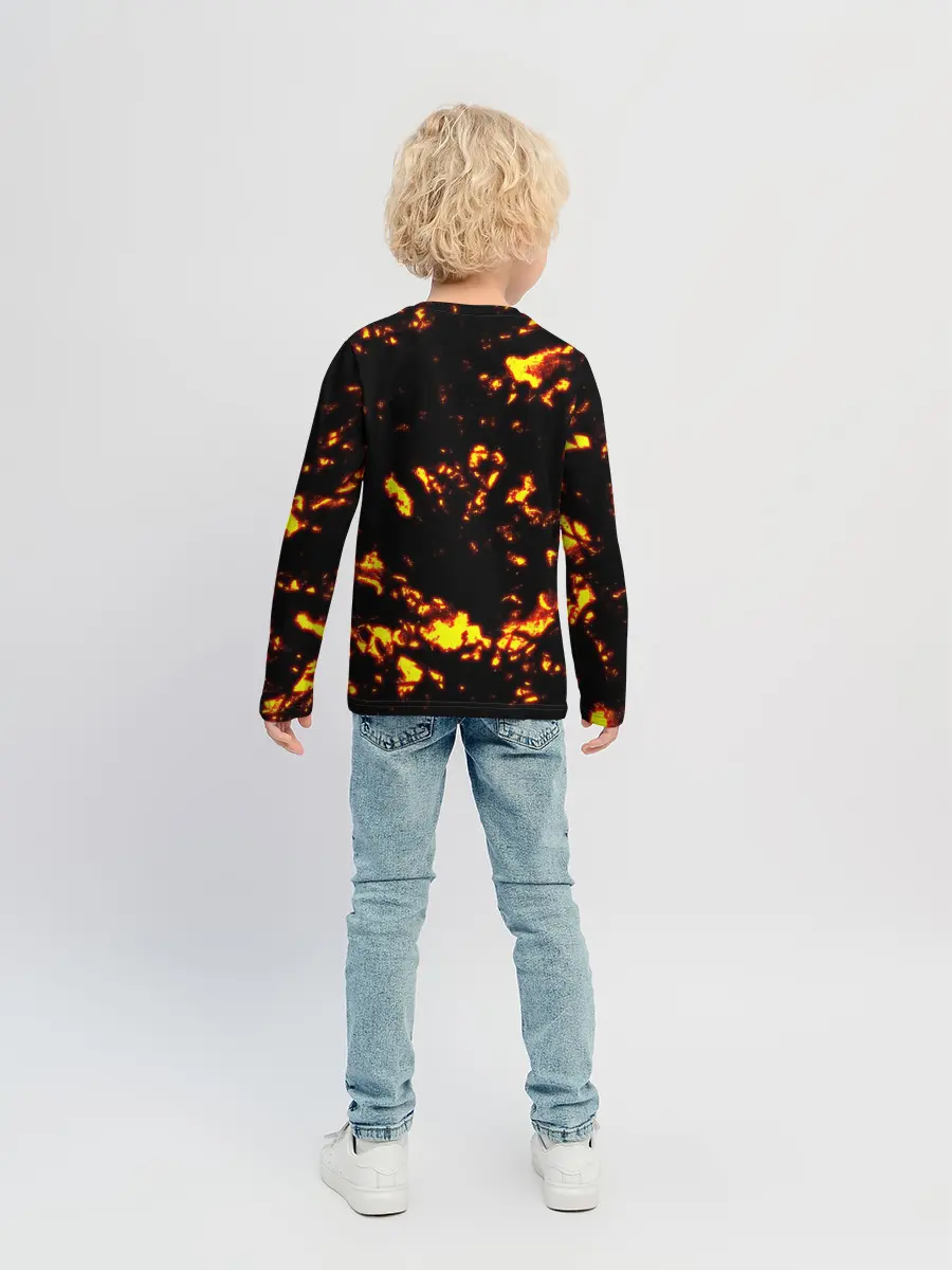 Детский лонгслив / Kimetsu no Yaiba желтое пламя