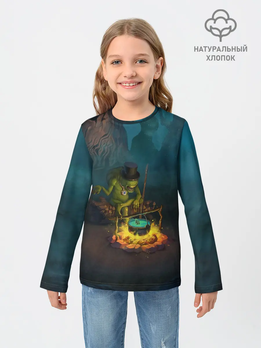 Детский лонгслив / Сэр Троглодит - Болото, текст
