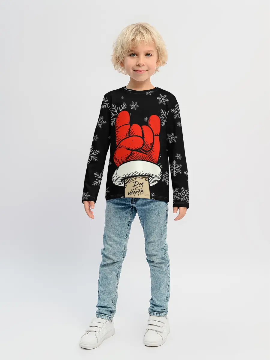 Детский лонгслив / Рок Дед Мороз