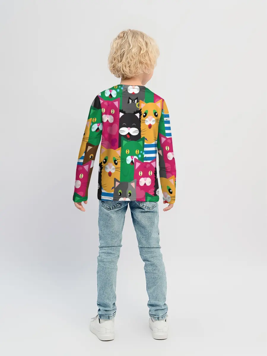 Детский лонгслив / Голодные котики.