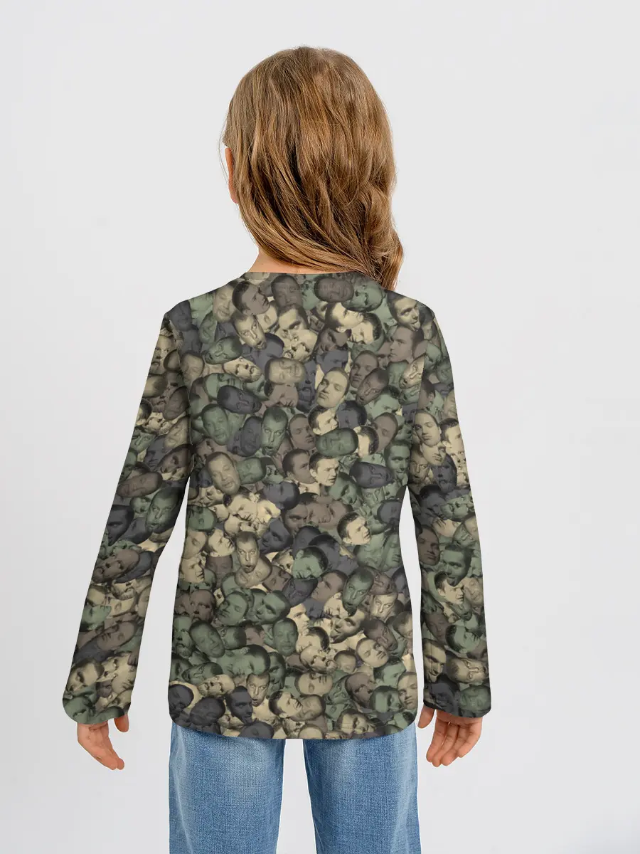 Детский лонгслив / Камуфляж Зеленый Слоник