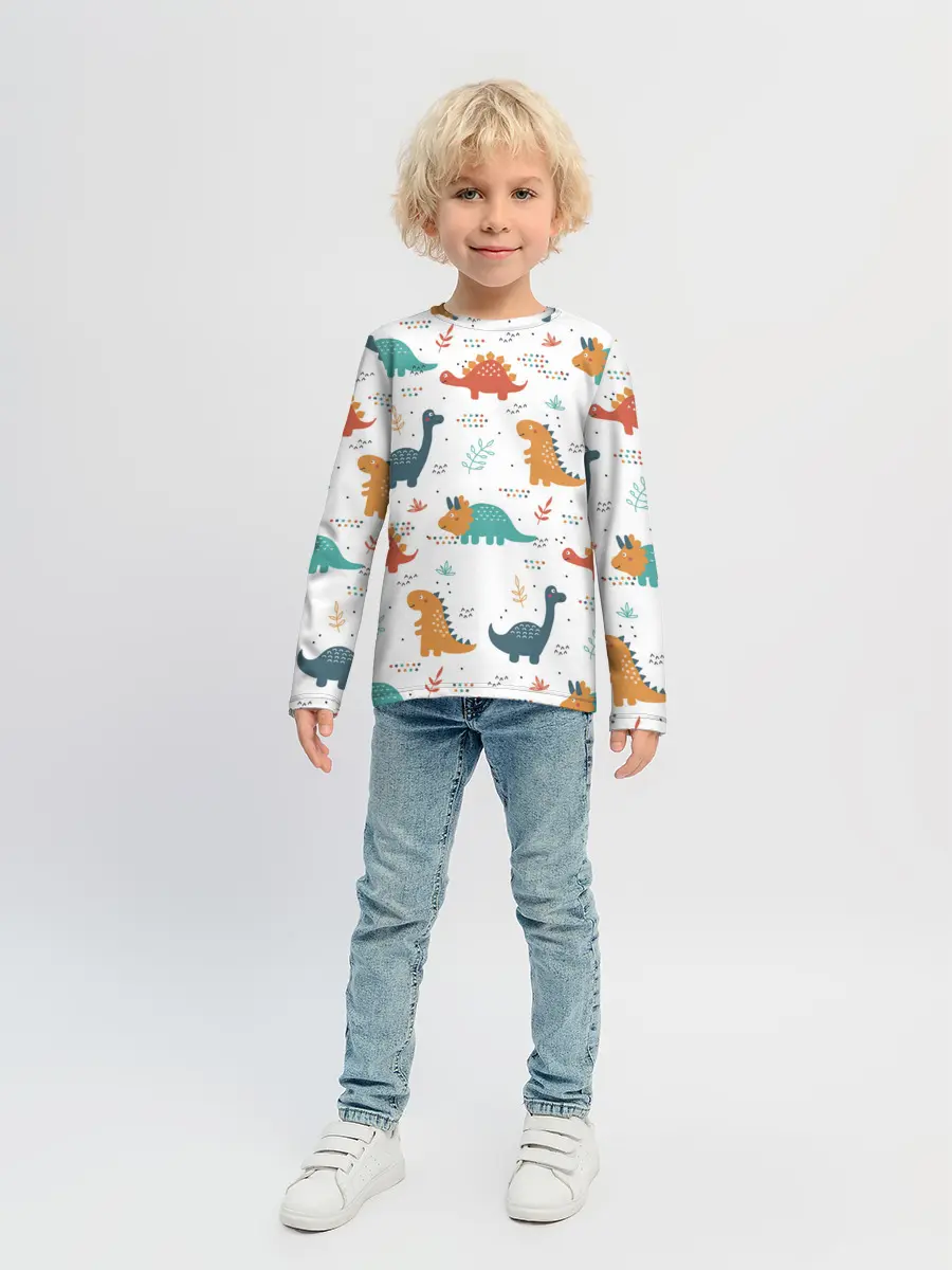 Детский лонгслив / Милые динозавры