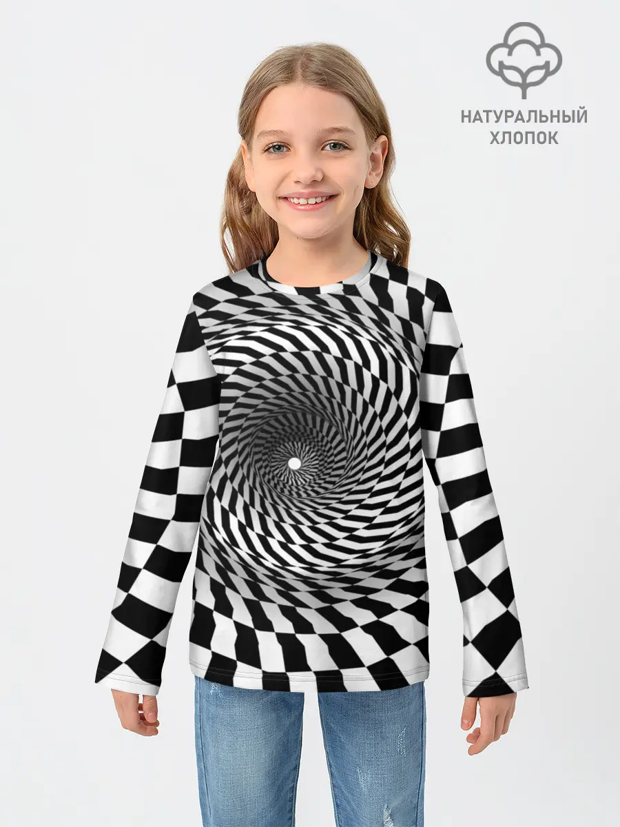 Детский лонгслив / Оптические квадраты