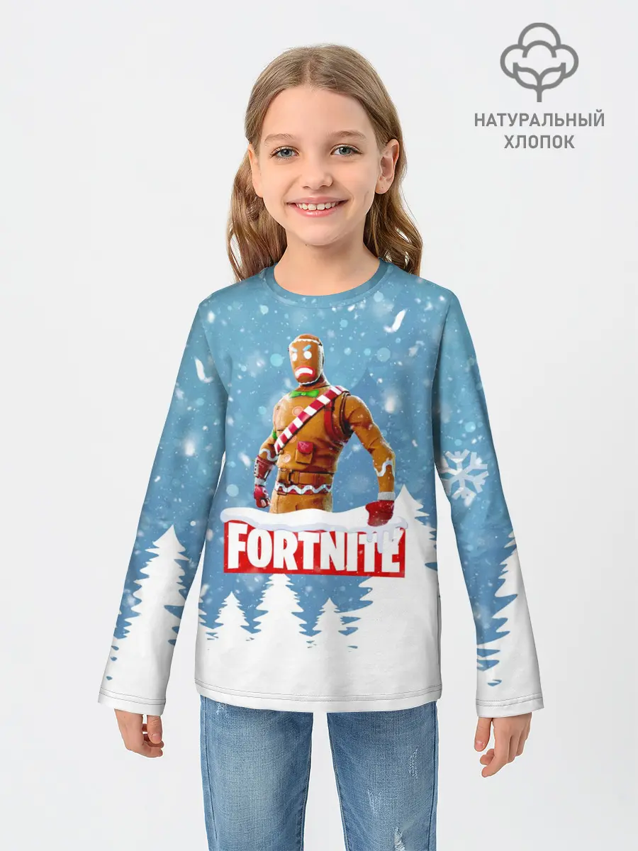 Детский лонгслив / Новогодний Fortnite
