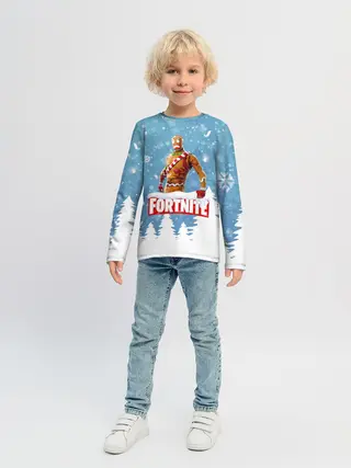 Детский лонгслив / Новогодний Fortnite