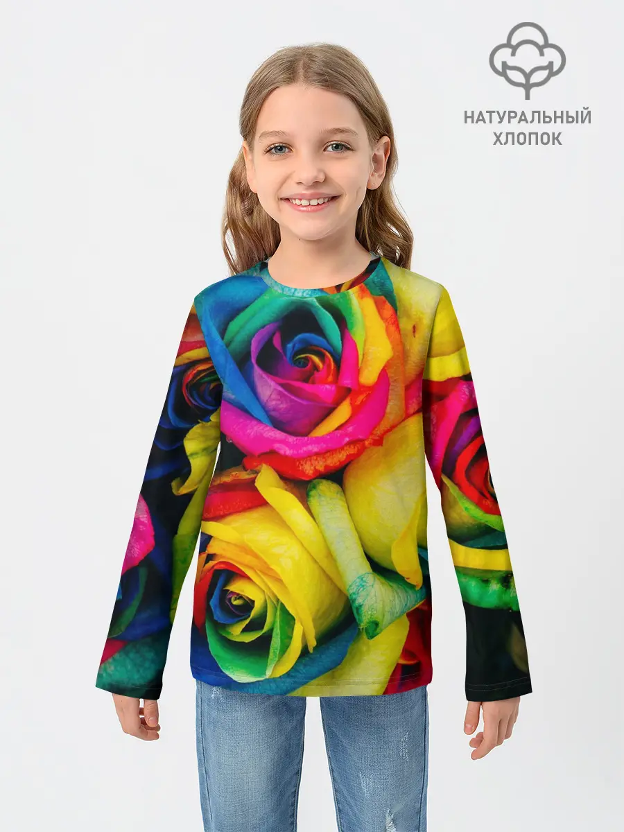 Детский лонгслив / Разноцветные розы