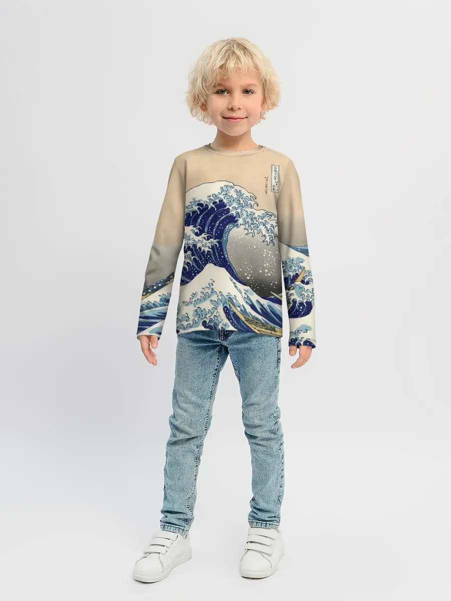 Детский лонгслив / Kanagawa Wave Art