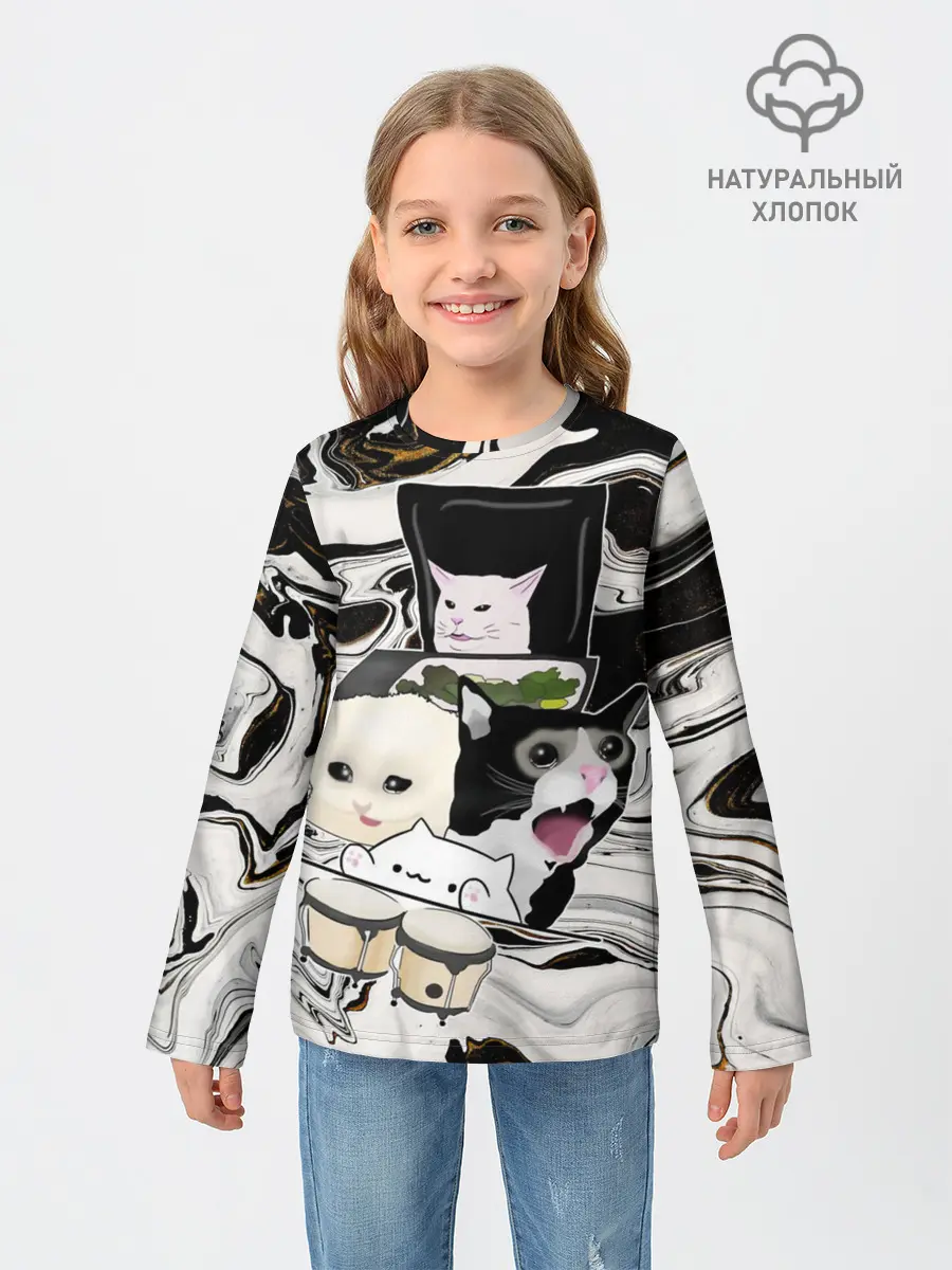 Детский лонгслив / woman yelling at cat