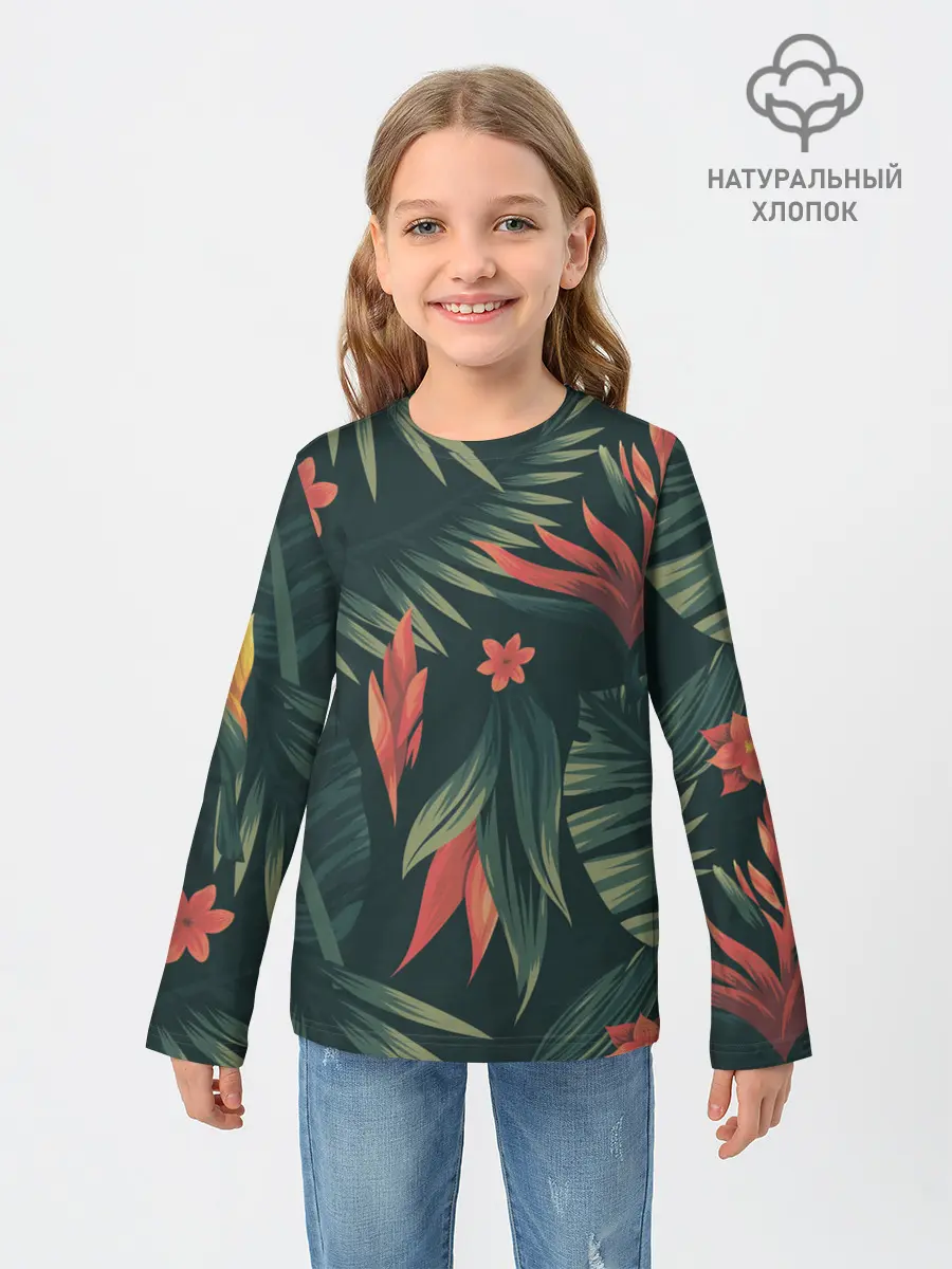 Детский лонгслив / Тропический комуфляж