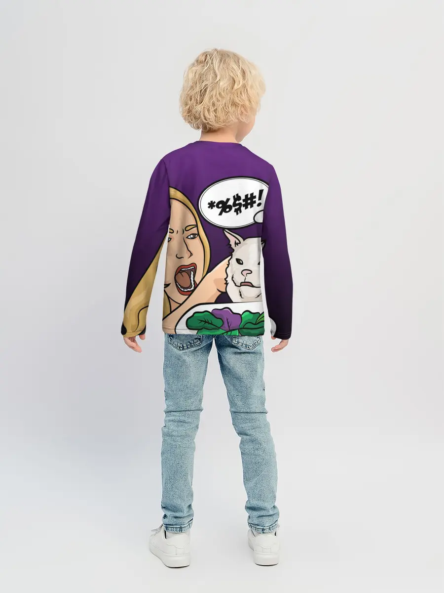 Детский лонгслив / Woman yelling at a cat