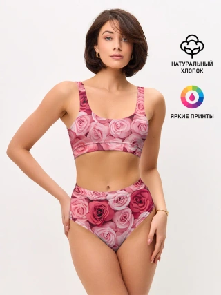 Женские топ и трусы / Розовые Розы