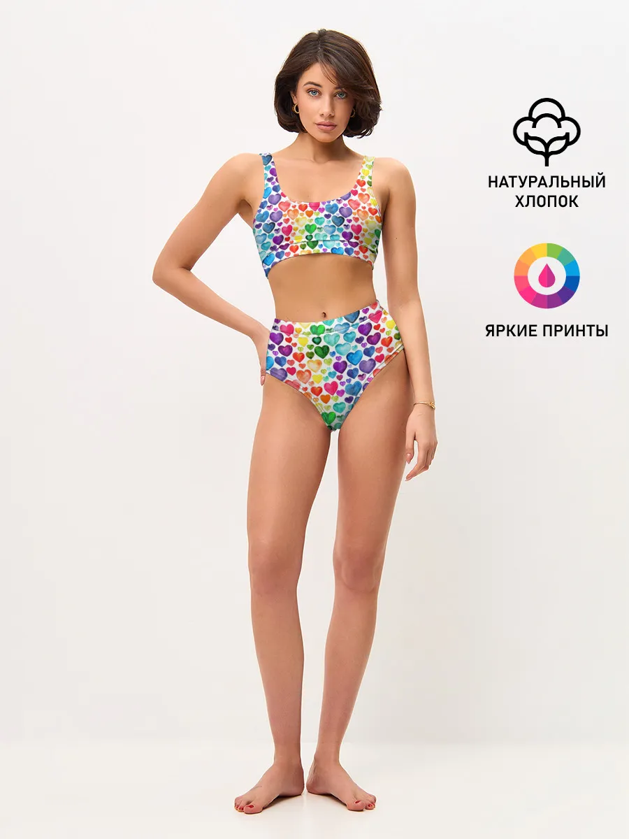 Женские топ и трусы / Радужные сердечки