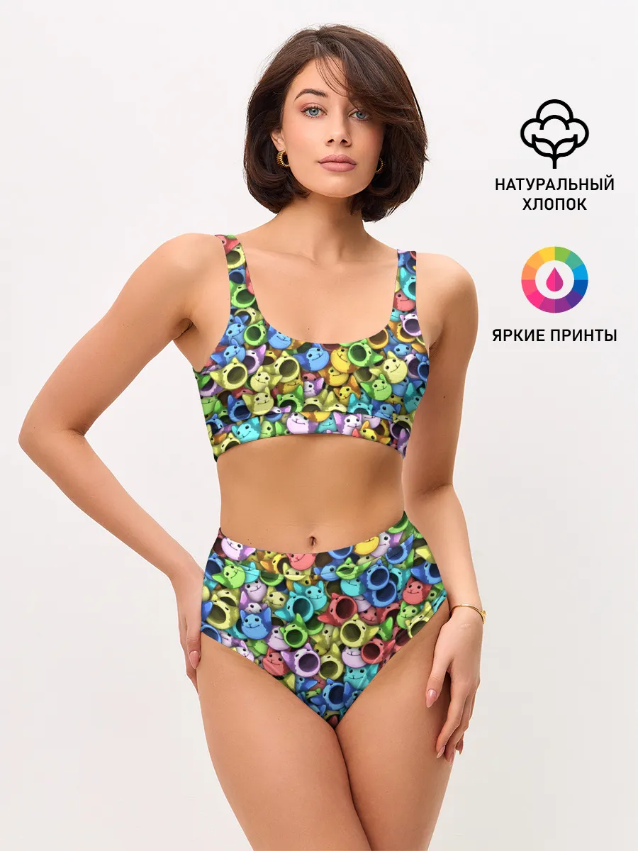 Женские топ и трусы / Цветные Поп Котики