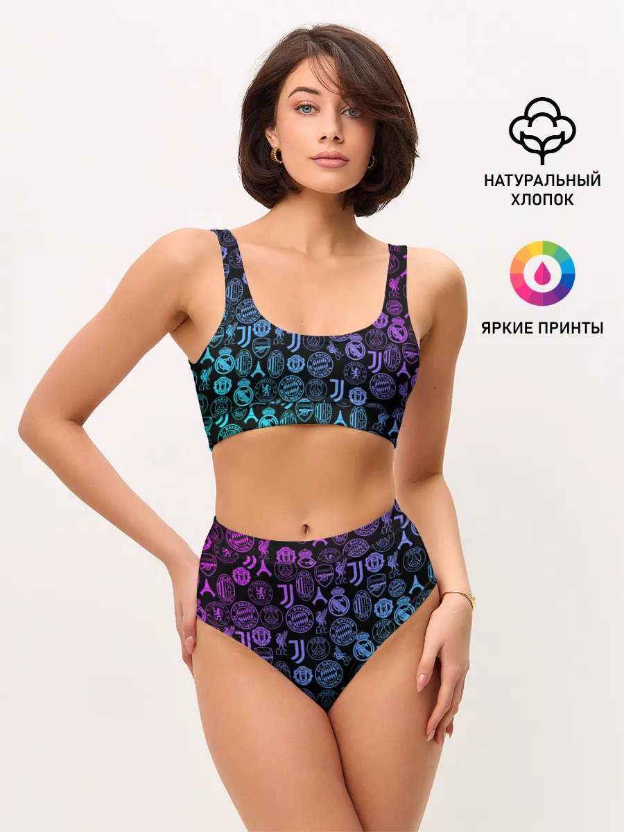 Женские топ и трусы / ЛОГО ФУТБОЛЬНЫХ КОМАНД НЕОН