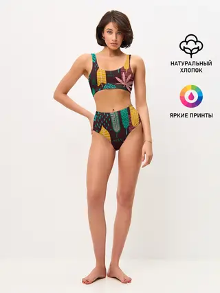 Женские топ и трусы / Листья