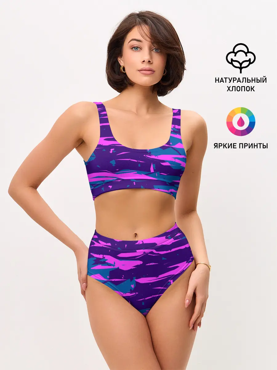 Женские топ и трусы / CYBERSTYLE NEON CAMOUFLAGE